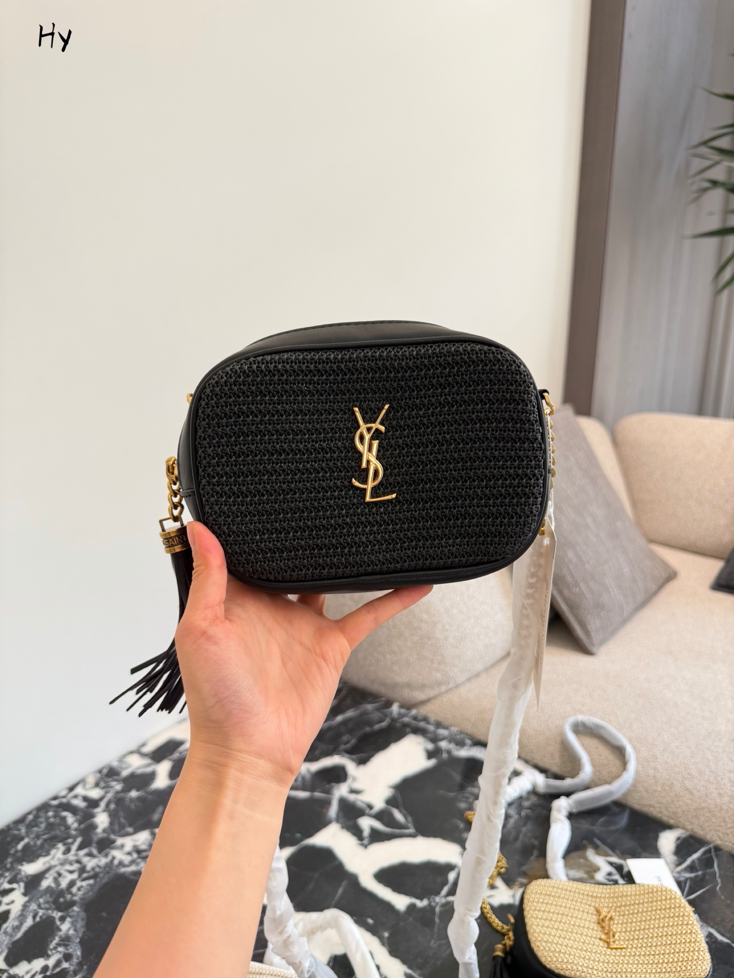 Saint Laurent Raffia Lou Camera Bag