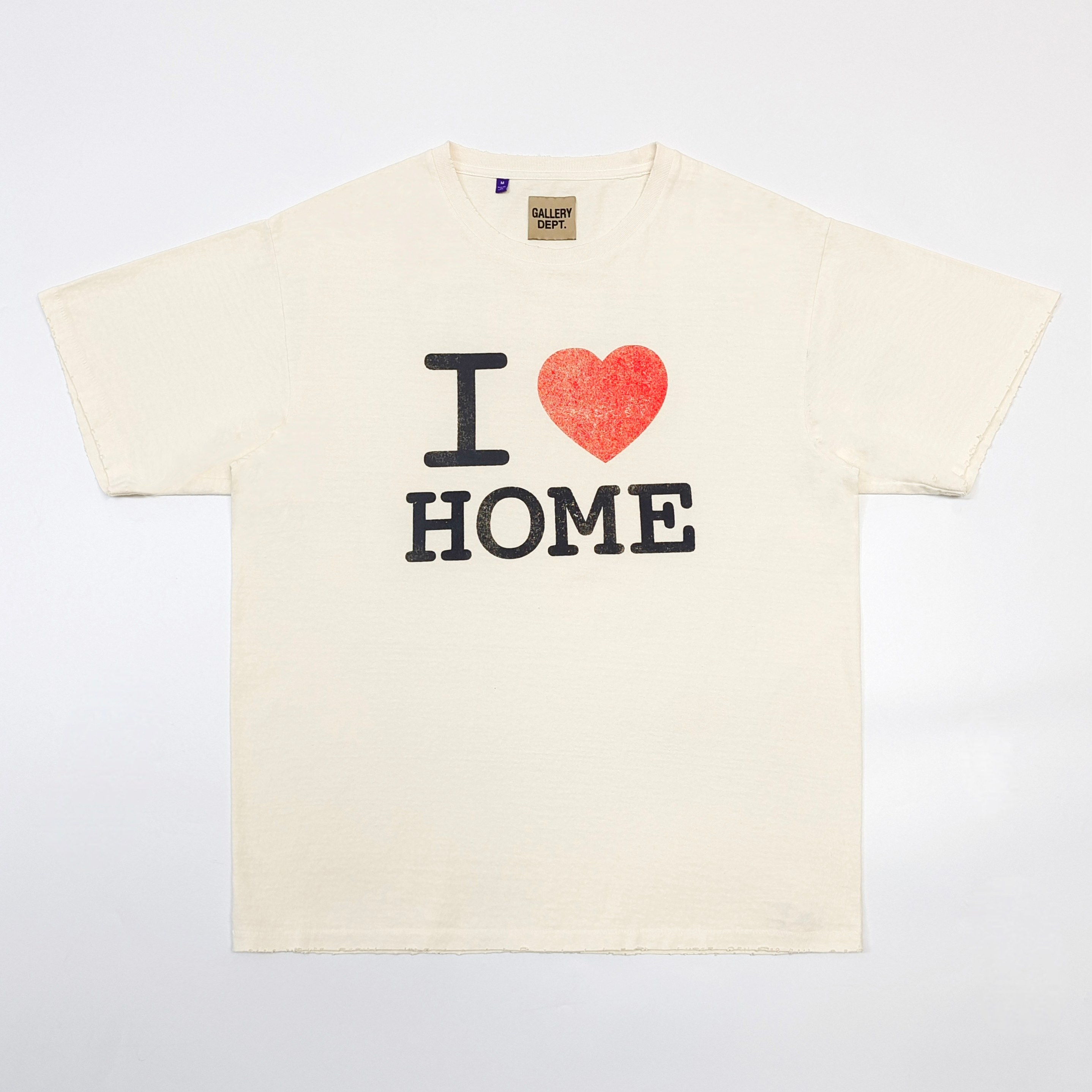 Beige lettered love heart vintage print T-shirt