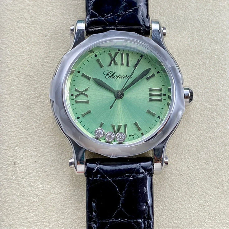 Chopard Watch Happy Diamonds 30mm Silver Green Dial