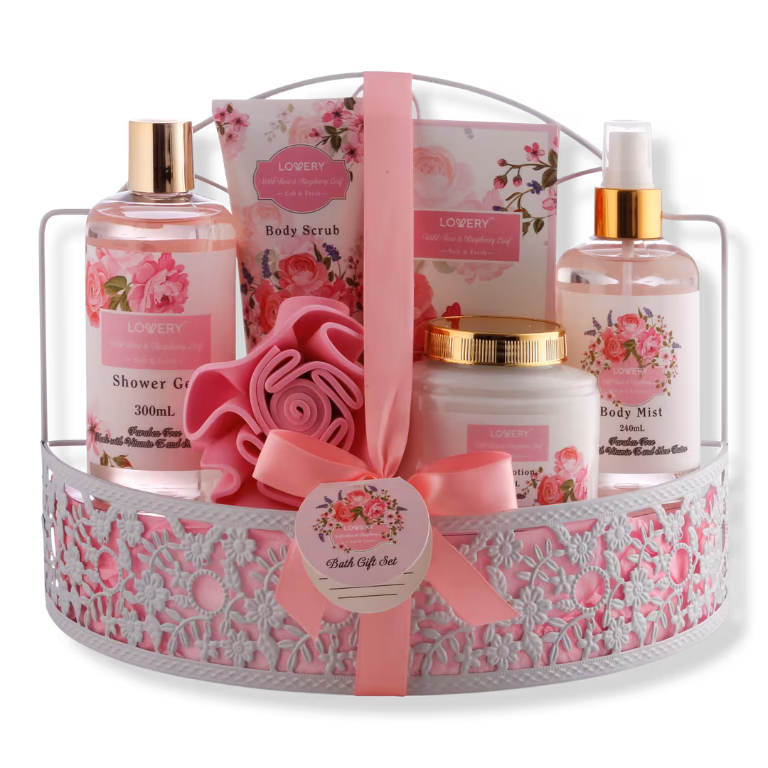Lovery  Wild Rose & Raspberry Leaf Home Spa Gift Basket