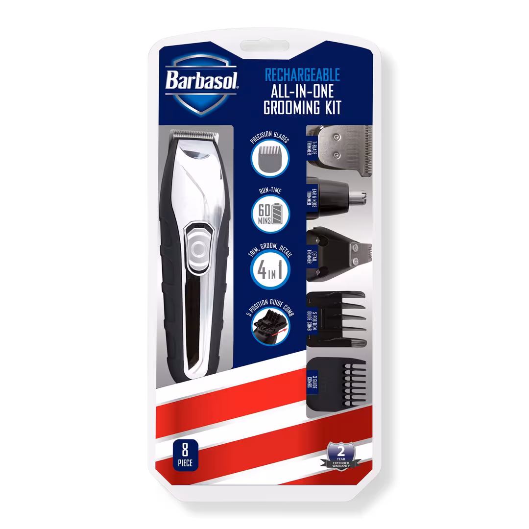 Barbasol Shaving  Men's 8 Piece All-in-1 Rechargeable Grooming Kit for Beard and Hair Trimming