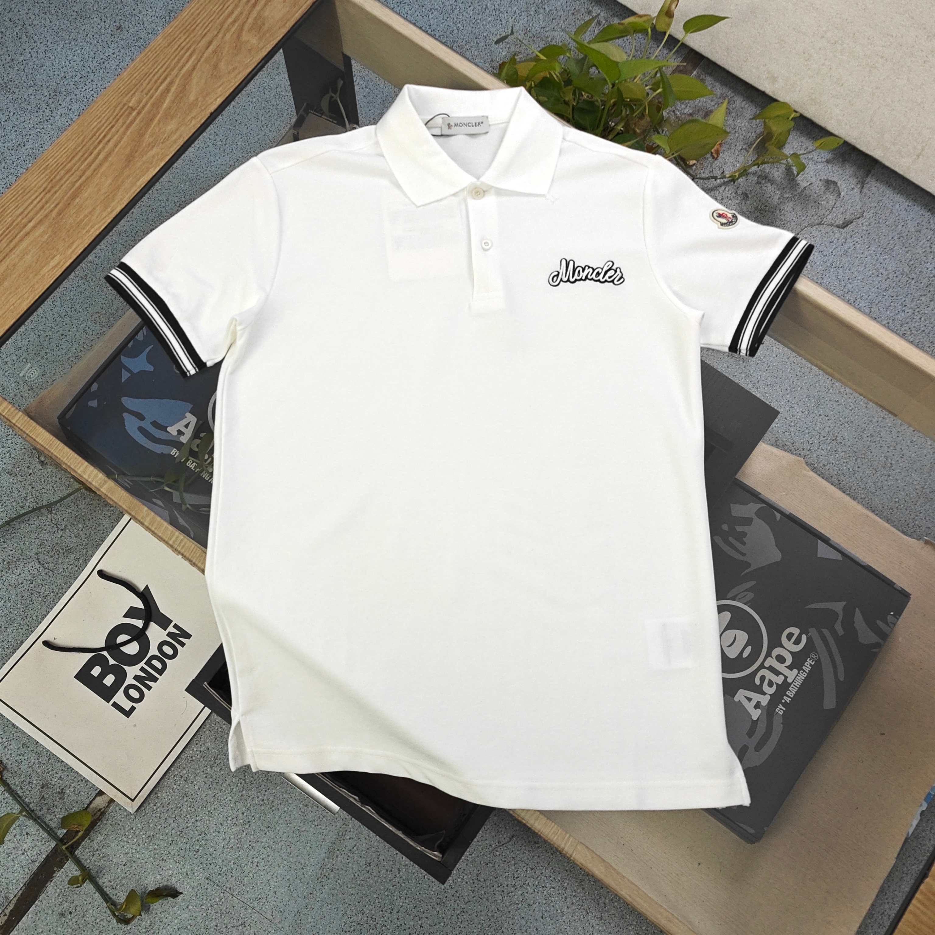 Moncler Script Embroidered Logo Polo Shirt