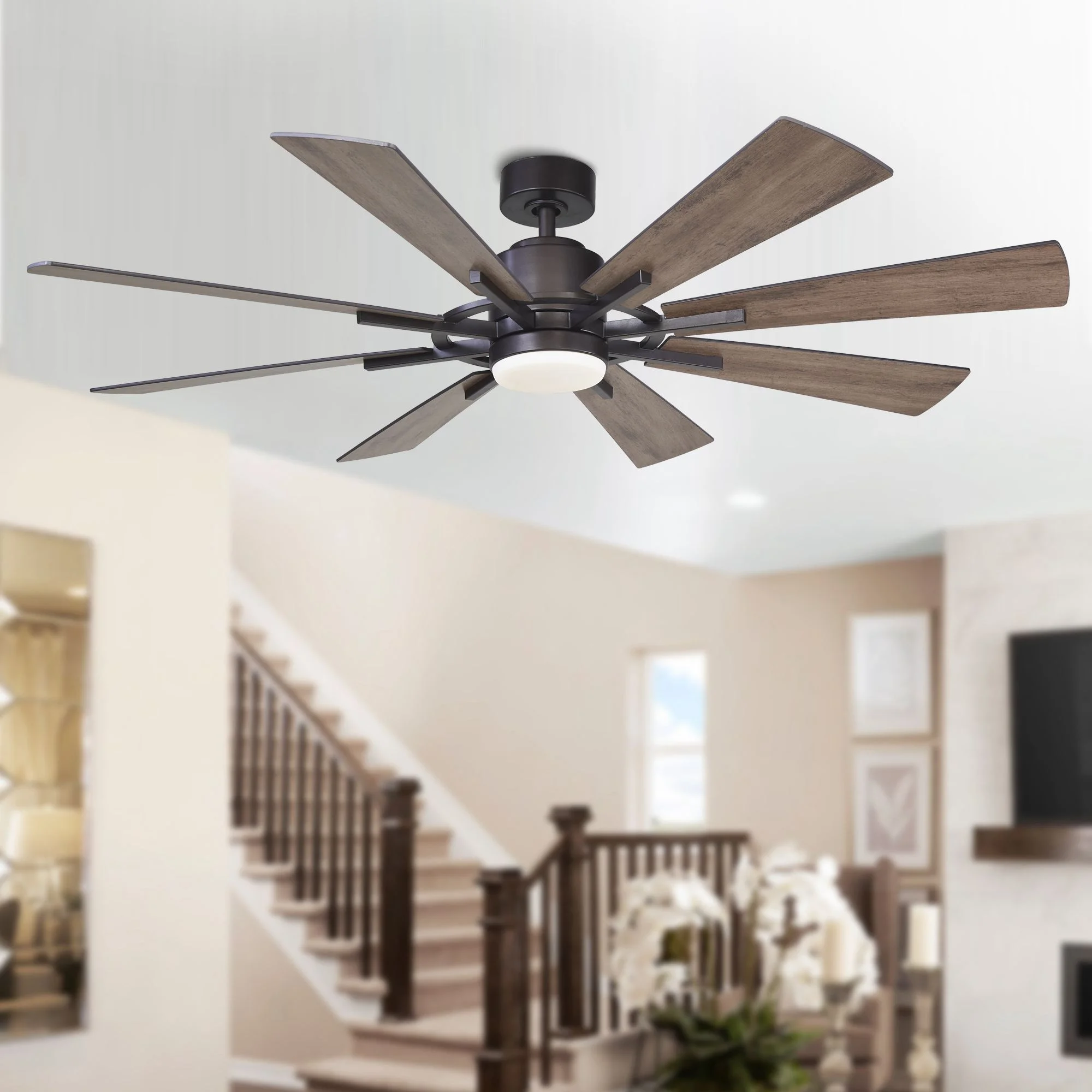 Parrot Uncle 60 Inch Bronze Windmill Ceiling Fan with Light and Remote Farmhouse Large Indoor Ceiling Fans with Light
