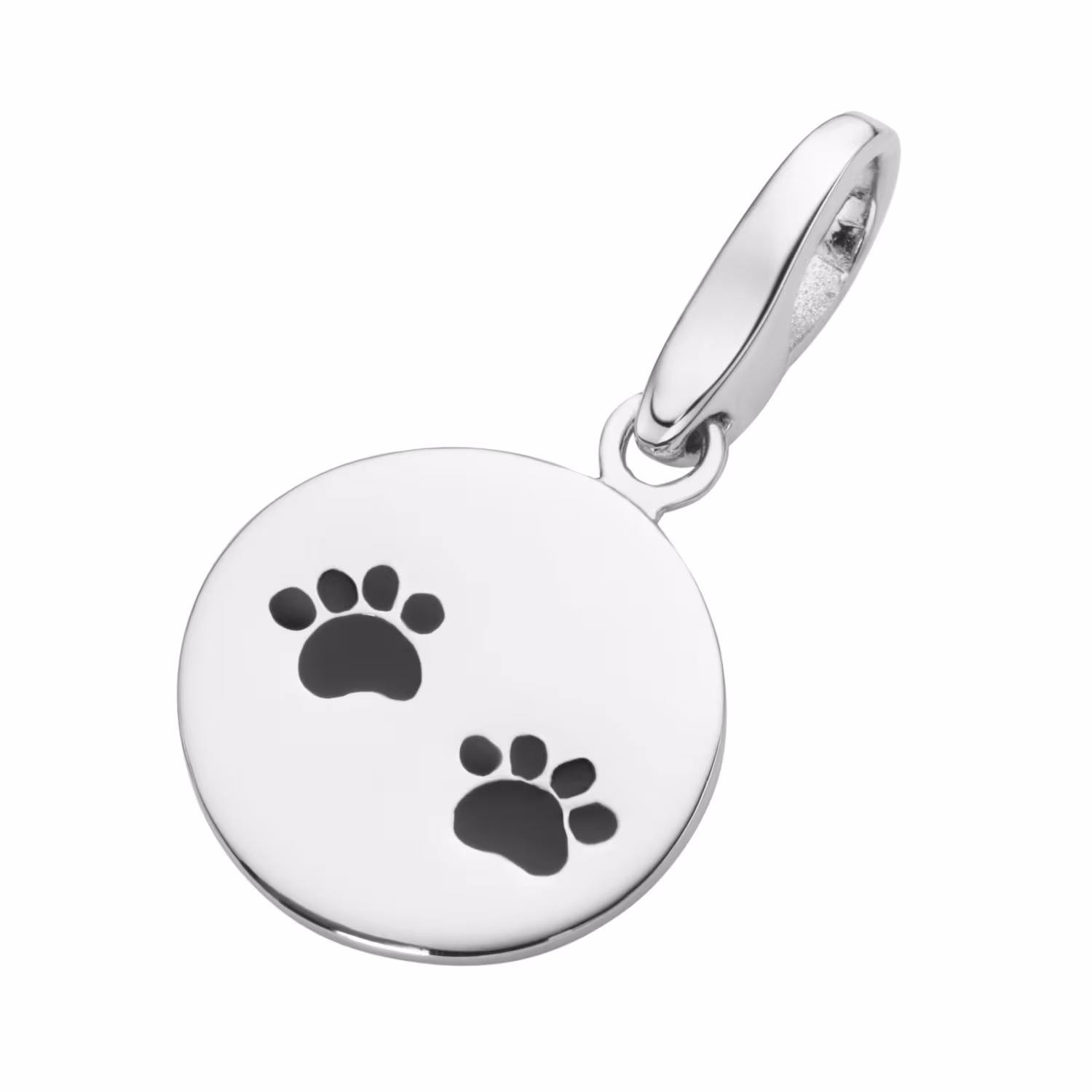 Charm runde Platte mit Pfoten, Silber 925