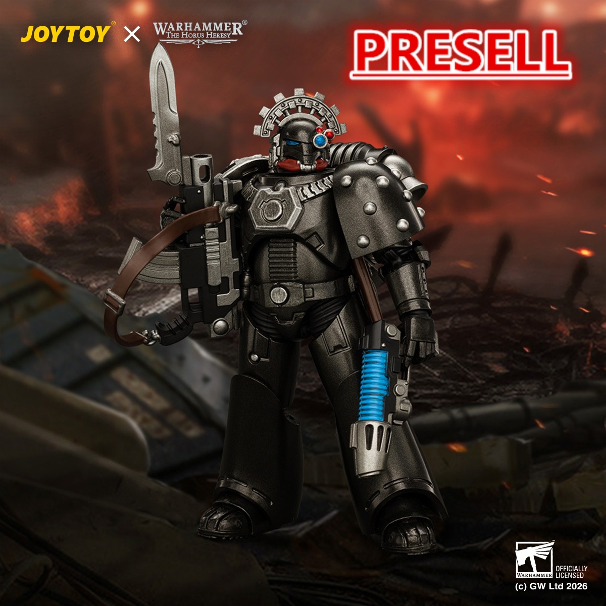JOYTOY JT05022 Iron Hands MkVI Tactical Sergeant with Bolter, Plasma Pistol & Power sword - JOYTOY WORLD