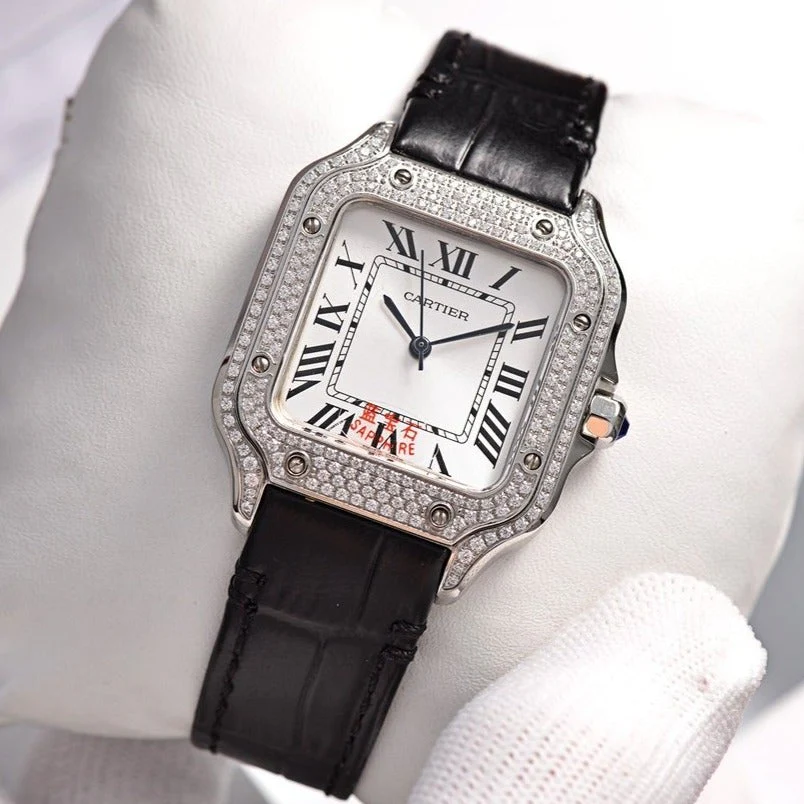Cartier Watch SANTOS LADY 35MM QUARTZ STEEL CASE LEATHER
