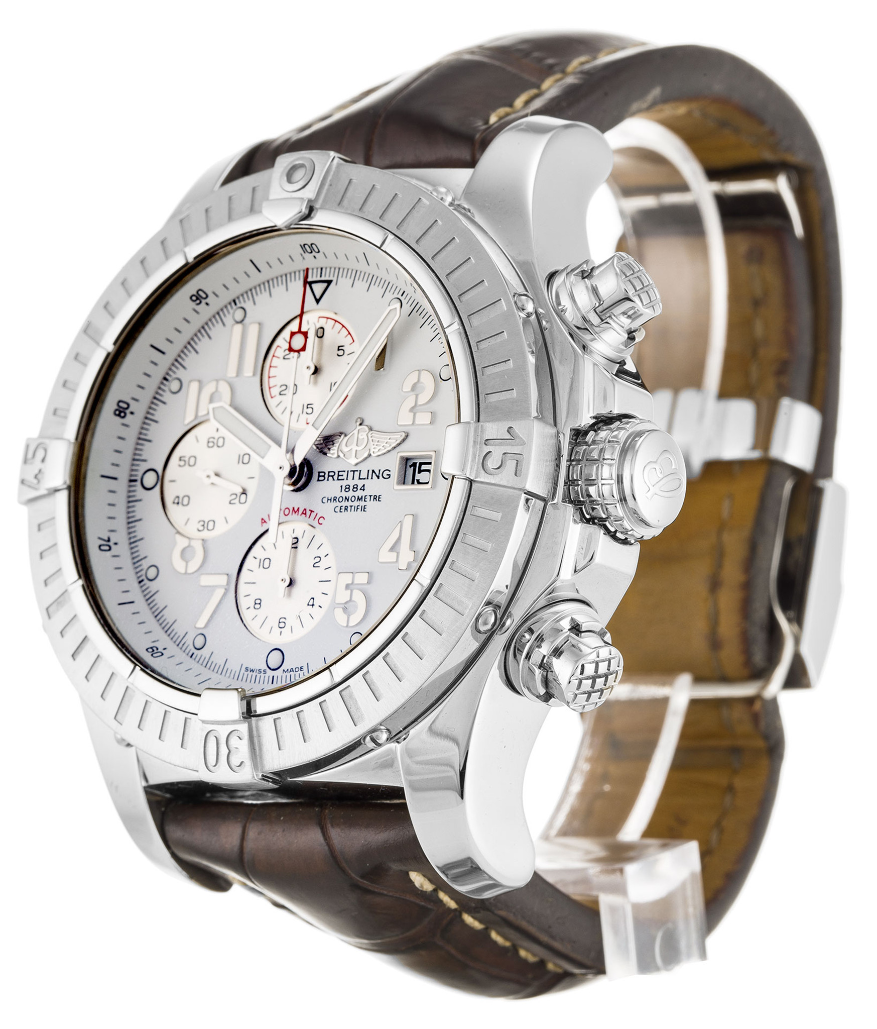 Replica Breitling Super Avenger White Dial Leather Strap A13370