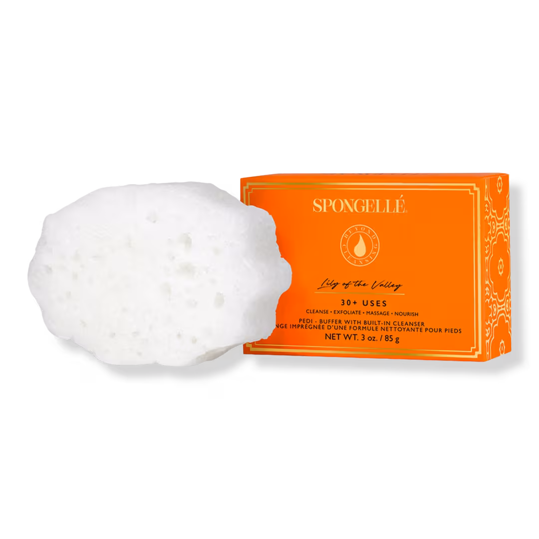 SPONGELLE  Lily of the Valley Pedi Buffer | Exfoliating Foot Scrub & Cleanser
