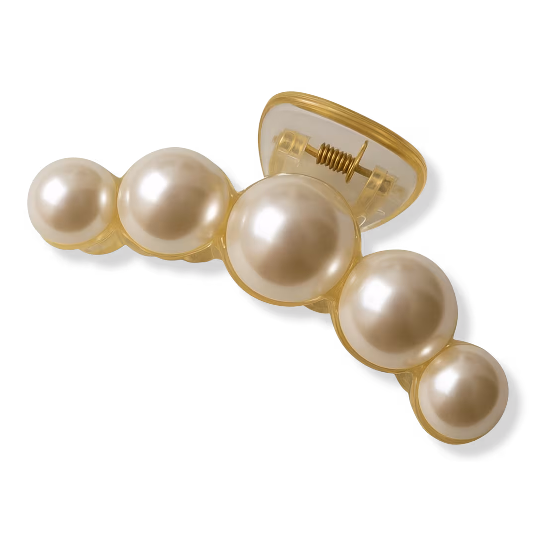 Pink Pewter  Rounded Pearl Claw Hair Clip
