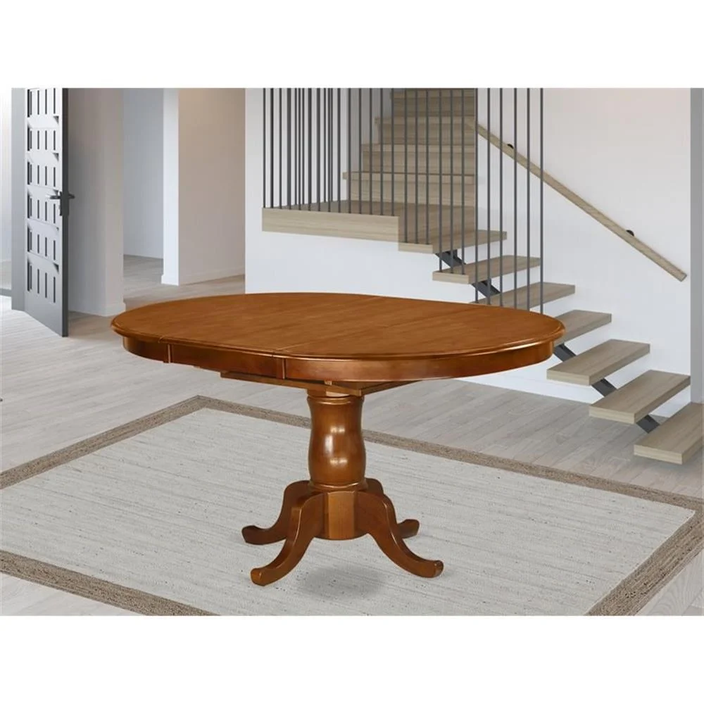Atlin Designs Wood Butterfly Leaf Dining Table in Saddle Brown