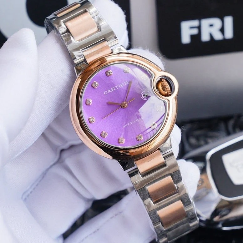 Cartier Watch BALLON BLEU 33MM ROSE GOLD PURPLE DIAL