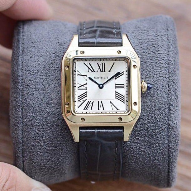 Cartier Watch SANTOS DUMONT QUARTZ 33MM GOLD LEATHER