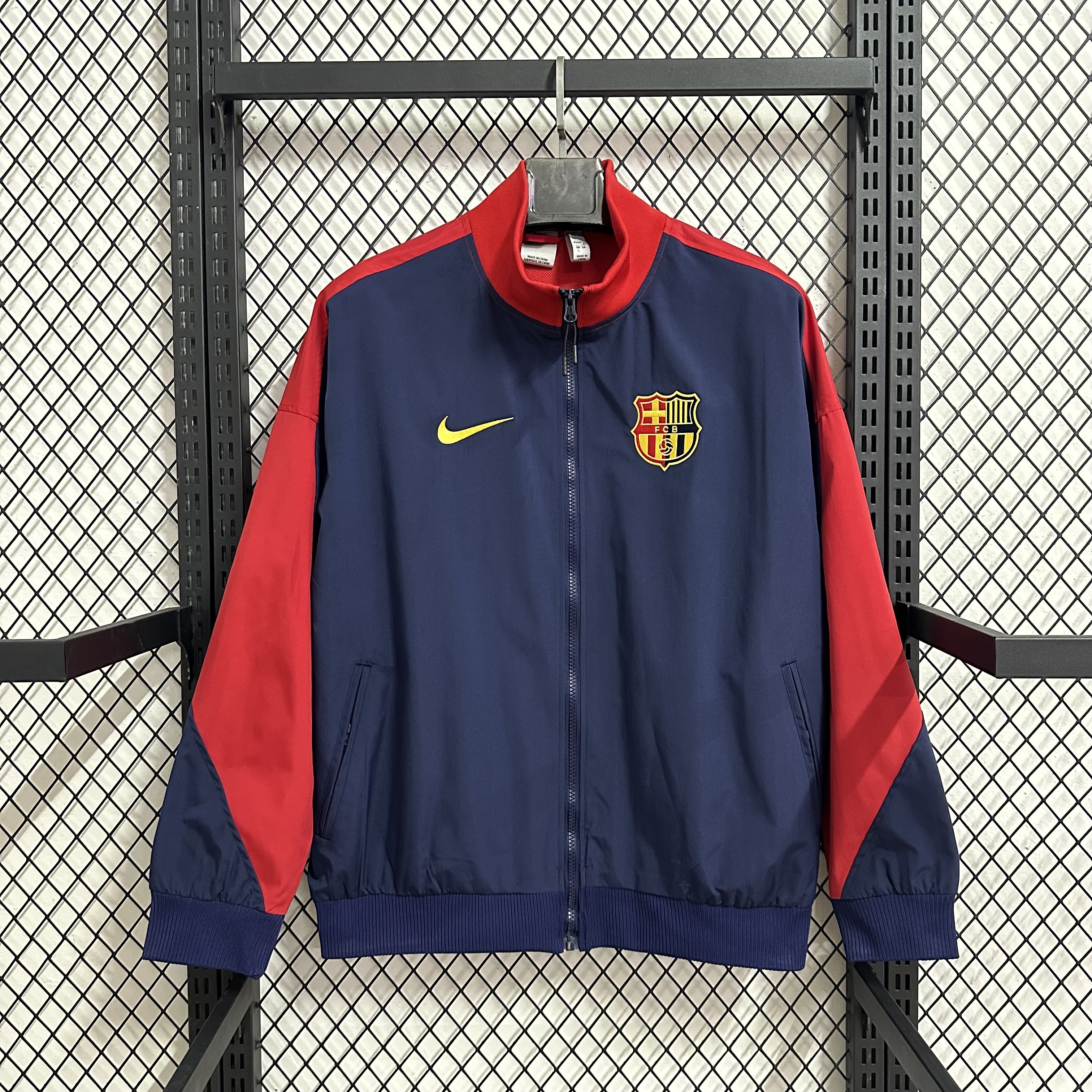 25-26 Basarona Blue with Red Waterproof Training Windbreaker