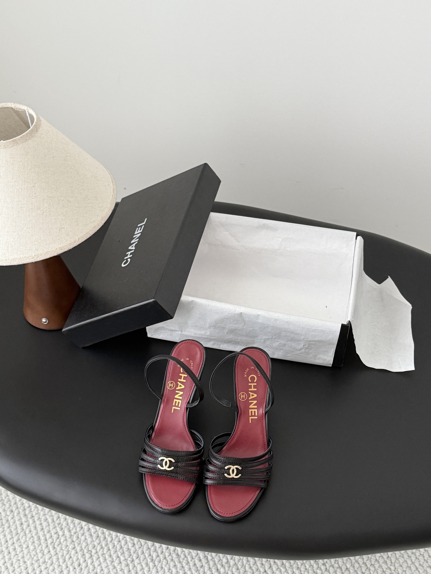 Chanel Multi-Strap Interlocking CC Mule Heel Sandals