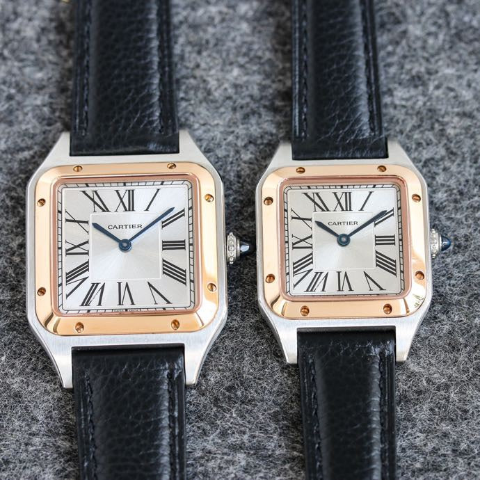 Cartier Watch SANTOS DUMONT LADY SILVER CASE LEATHER STRAP