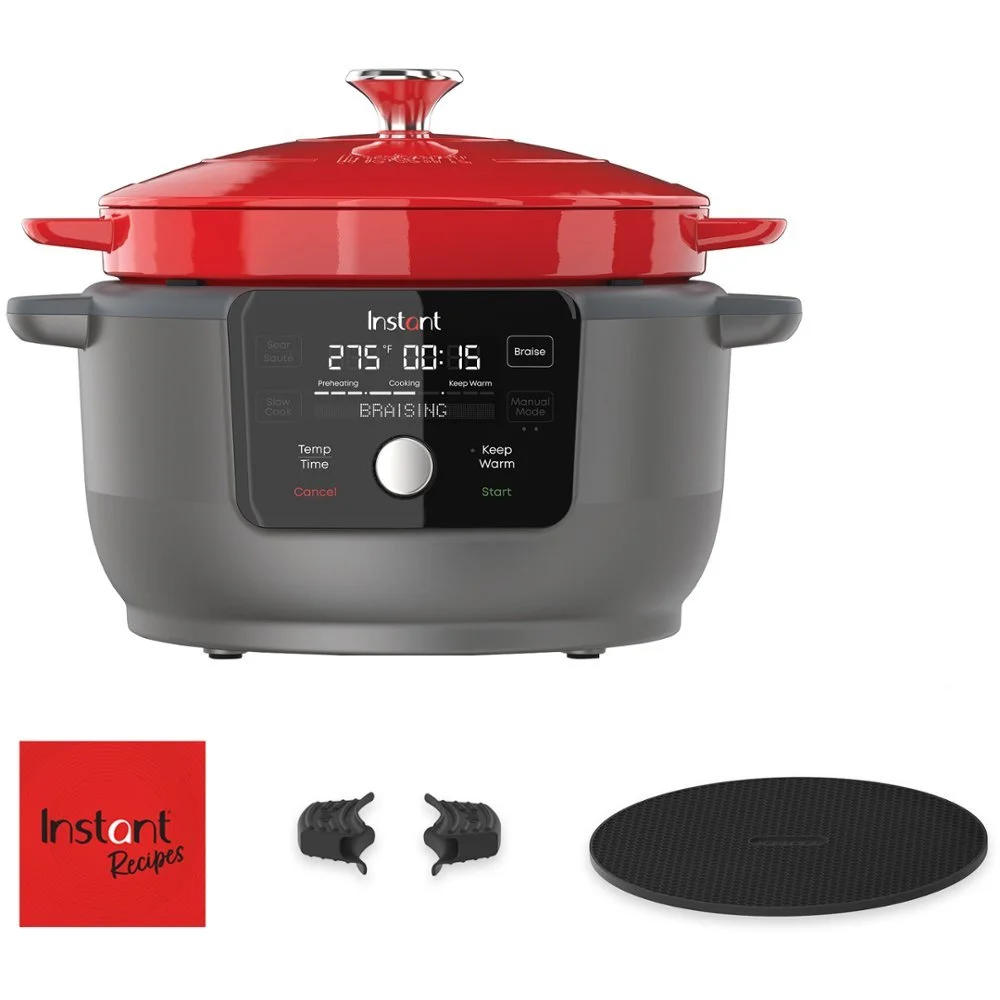 Instant Precision Cast Iron 11.4" x 10" Dutch Oven Black/Red (140-0038-01) 140003801