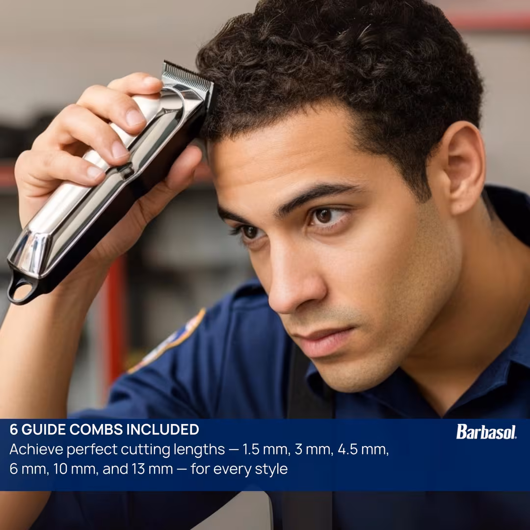 Barbasol Shaving  LCD Display Rechargeable Hair Clippers & 6 Clipper Guard Combs