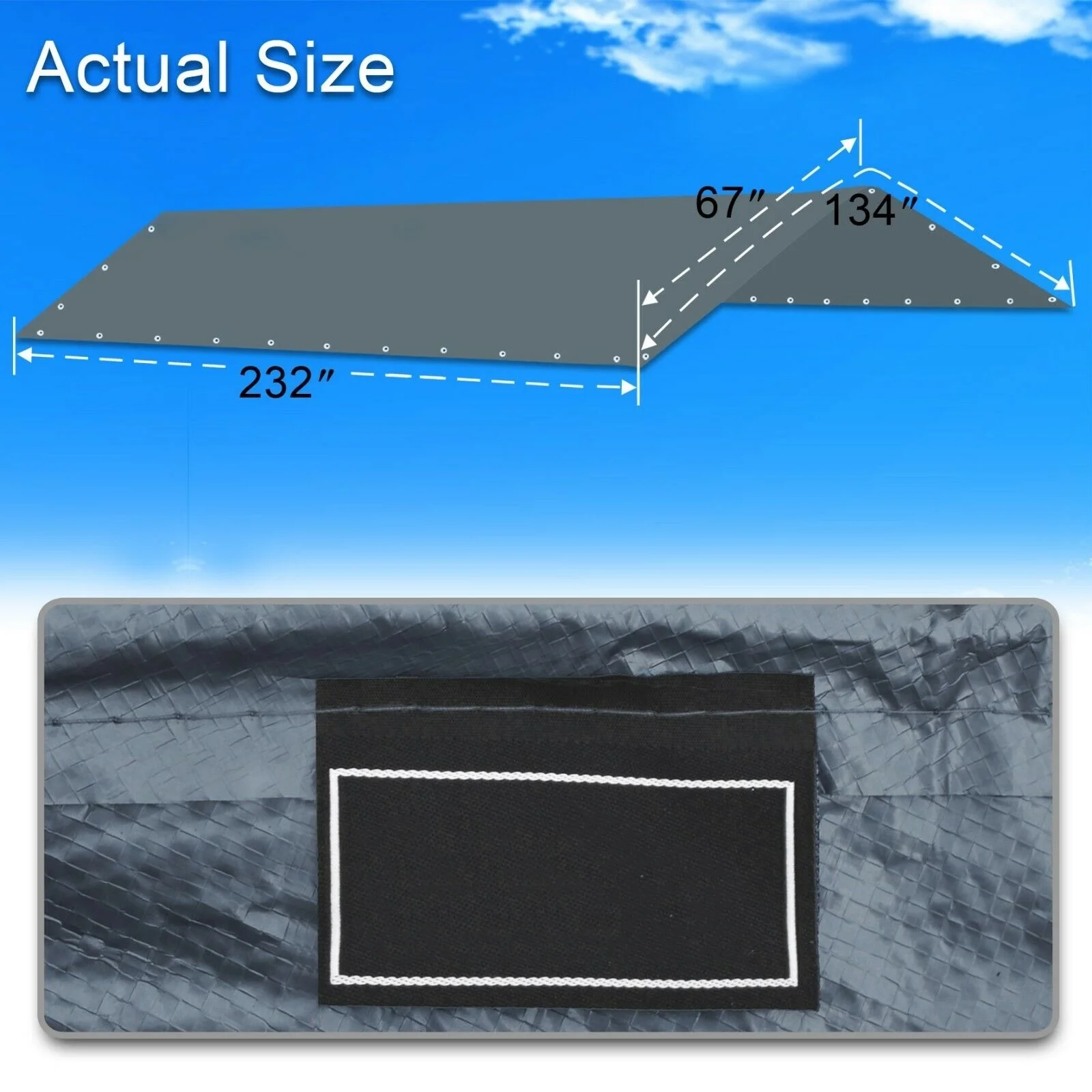 Waterproof Replacement Canopy 10x20 Ft Heavy Duty Carport Tent Top Cover Garage Shelter Cover Storage Shed Sun UV Proof Cover