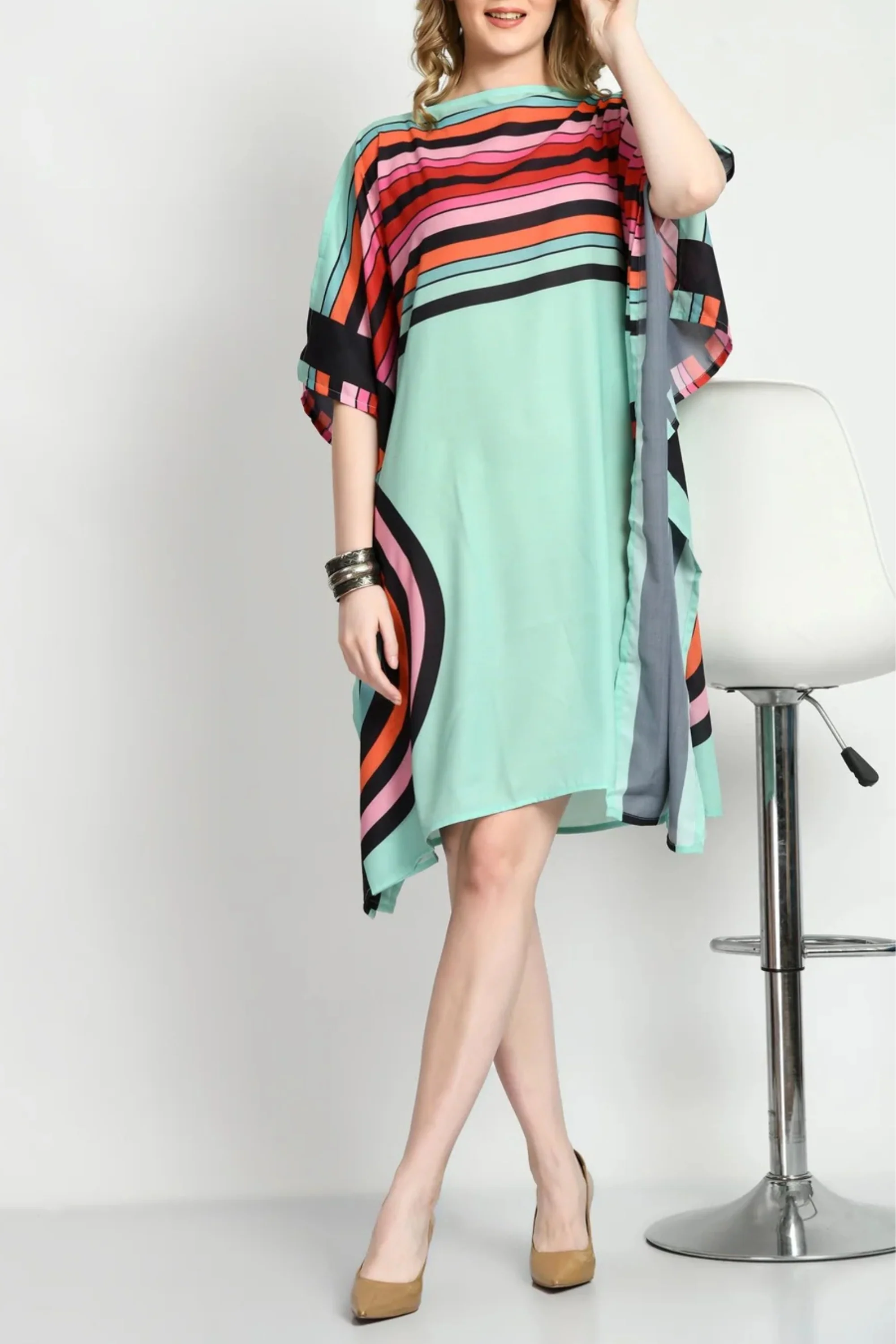 Green Breezy Kaftan Dress