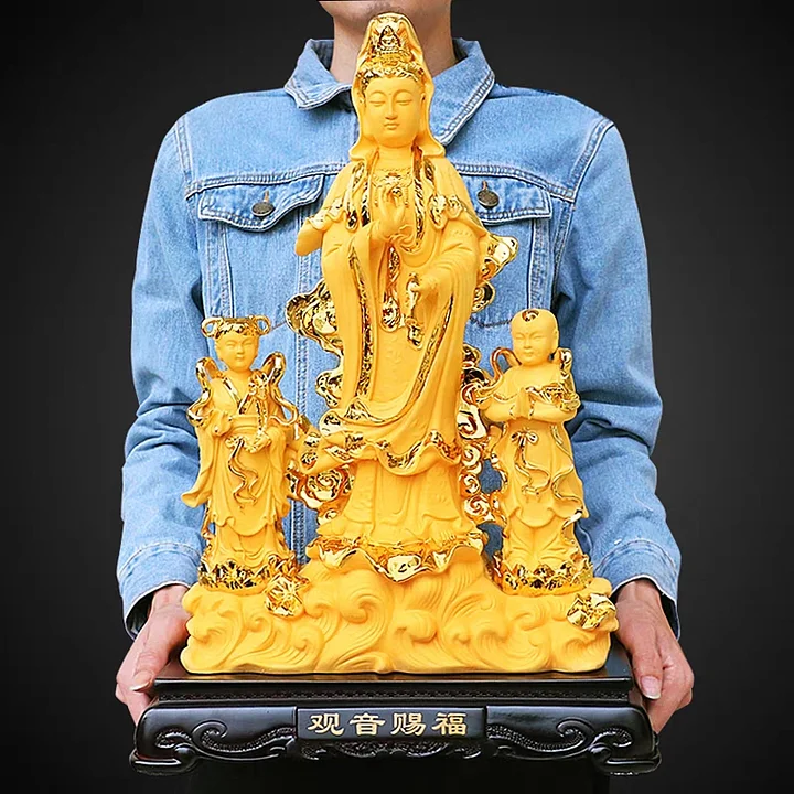 TIKTOK LIVE - Southeast Asia Buddhism HOME shop family Bless Safe healthy good luck Guanyin bodhisattva JIN TONG YU NV Buddha golden statue
