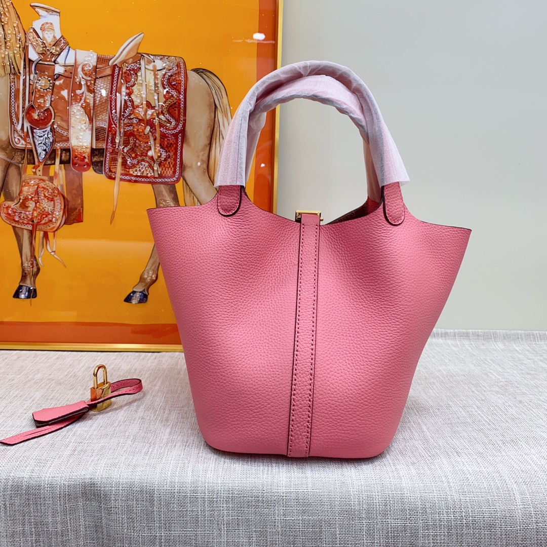 Hermes Clemence Picotin Lock Bag Golden Hardware-Pink Bag