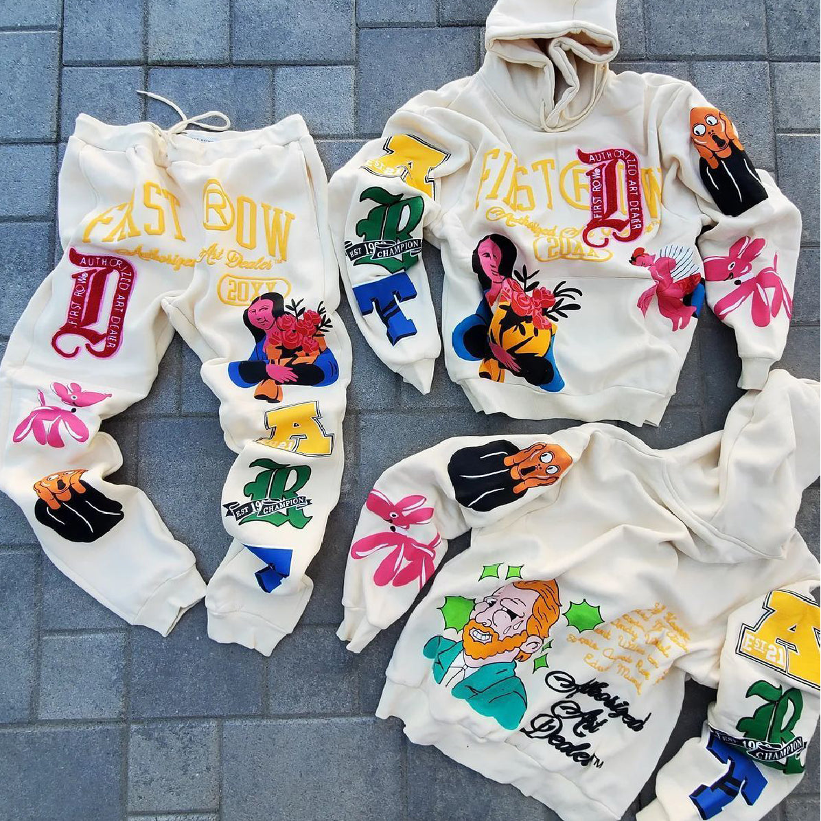 Retro hip-hop trendy brand printed street suit