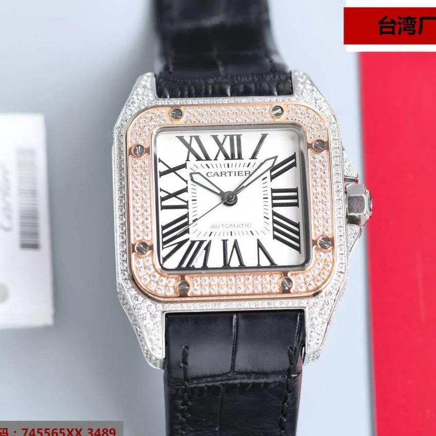 Cartier Watch SANTOS 100XL 42MM DIAMOND ROSE GOLD BEZEL