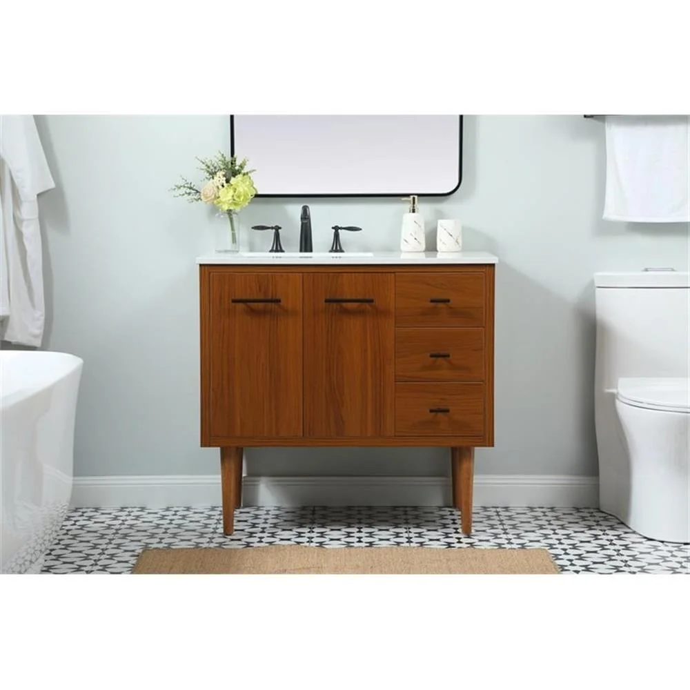 Elegant Kitchen and Bath 36 Inch Single Bathroom Vanity In Teak