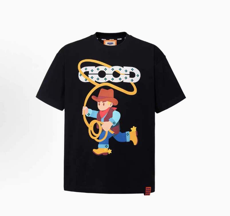 Cowboy boy's rope-covered logo running print short-sleeved shirt