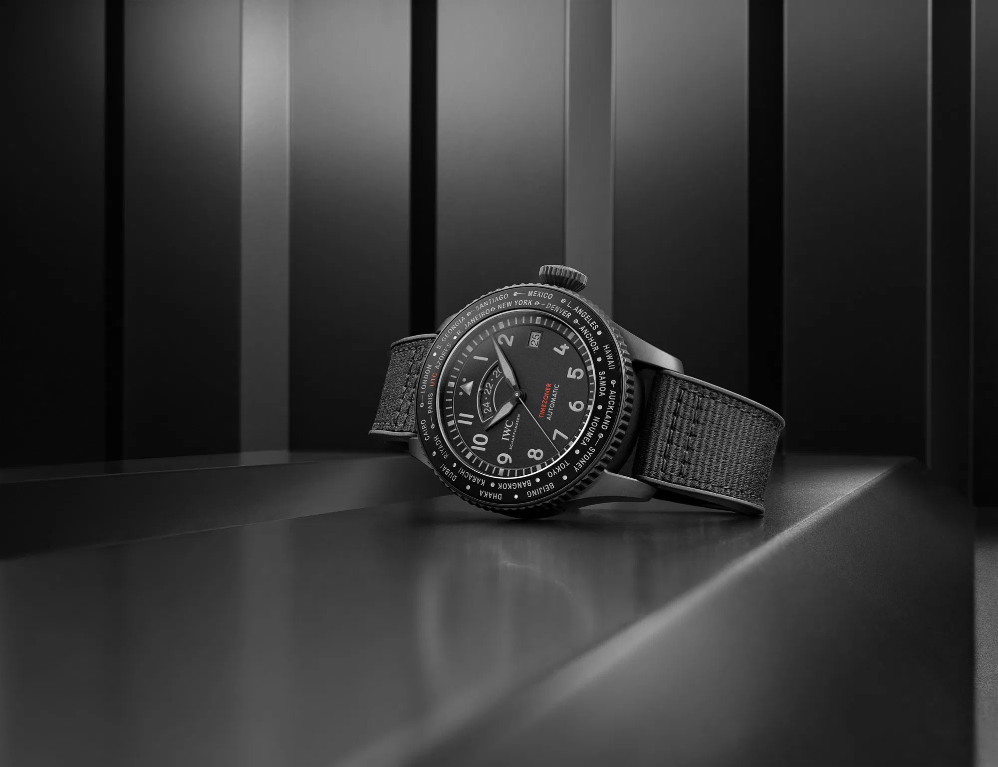 IWC Schaffhausen Pilots watch timezoner top gun ceratanium iw395505
