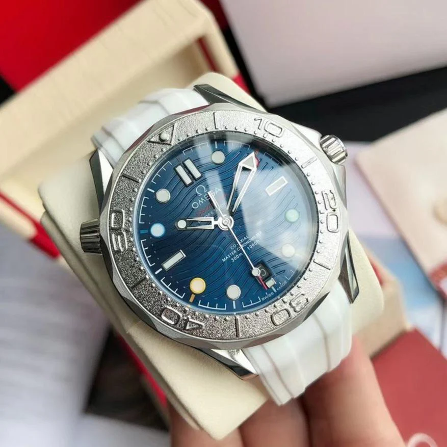 Omega Watch SEAMASTER DIVER 300M NEKTON BLUE DIAL WHITE RUBBER