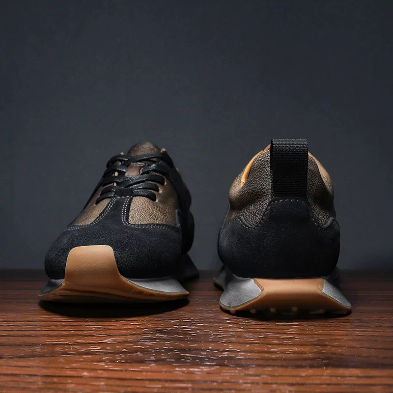 New leather retro thick-soled Agande training shoes
