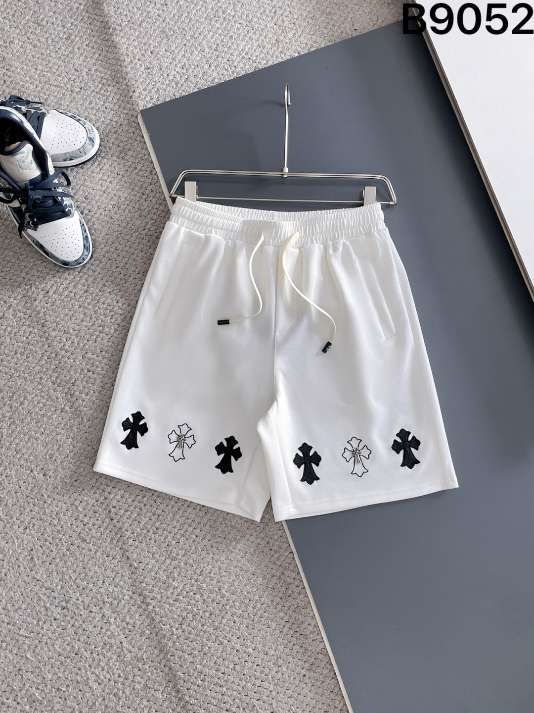 Chrome Hearts Style Cemetery Cross Sweat Shorts