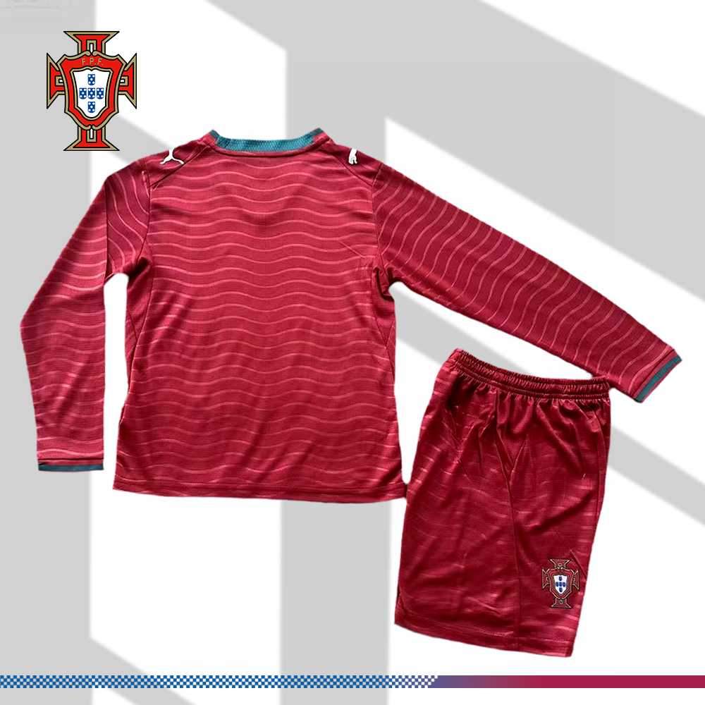 2026 Portugal Home Long-sleevedFootball Jersey (Kids Kit socks)