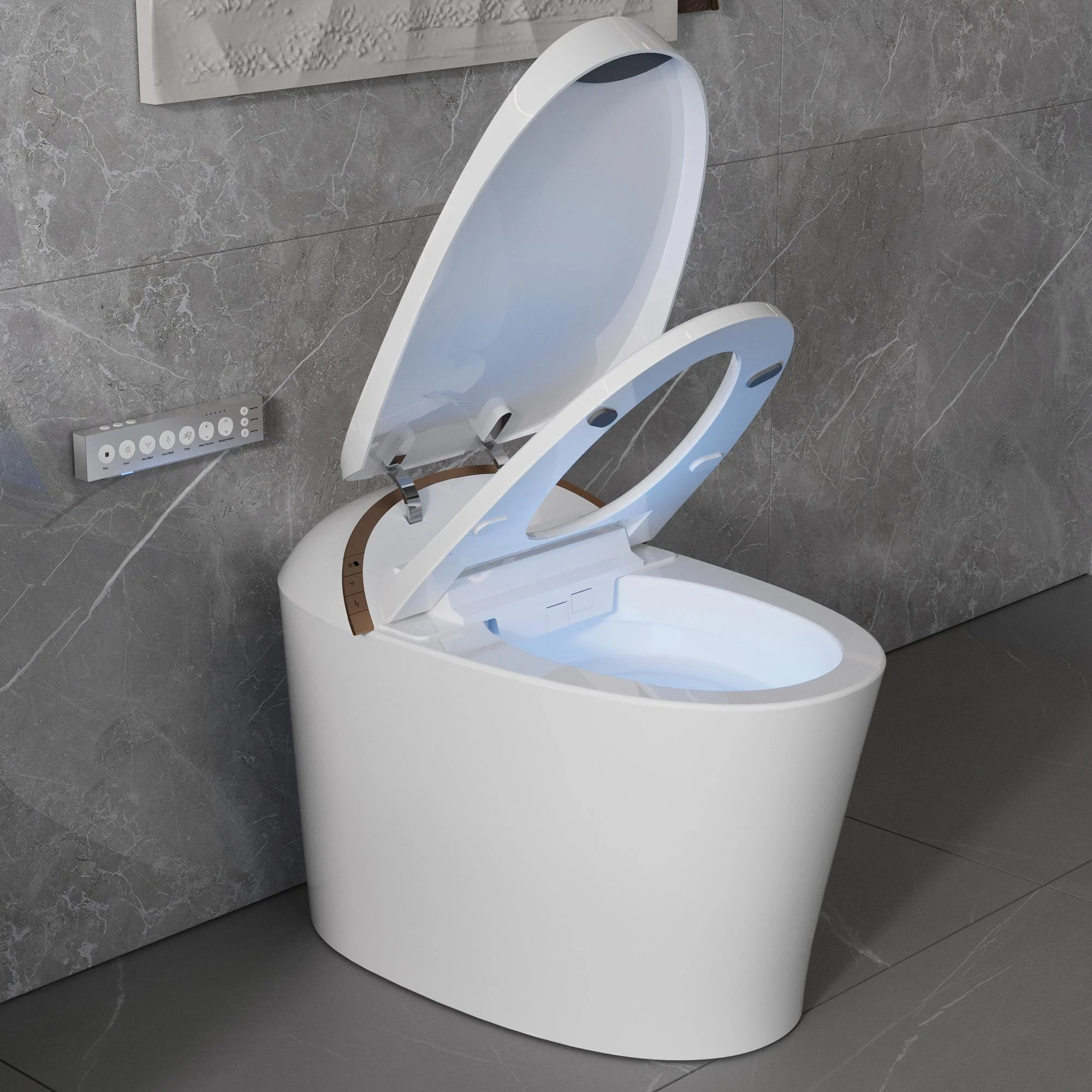 Tankless Elongated Smart Toilet Bidet 1.1/1.45 GPF in White with Auto Flush, Deodorization, Warm Water, Dryer