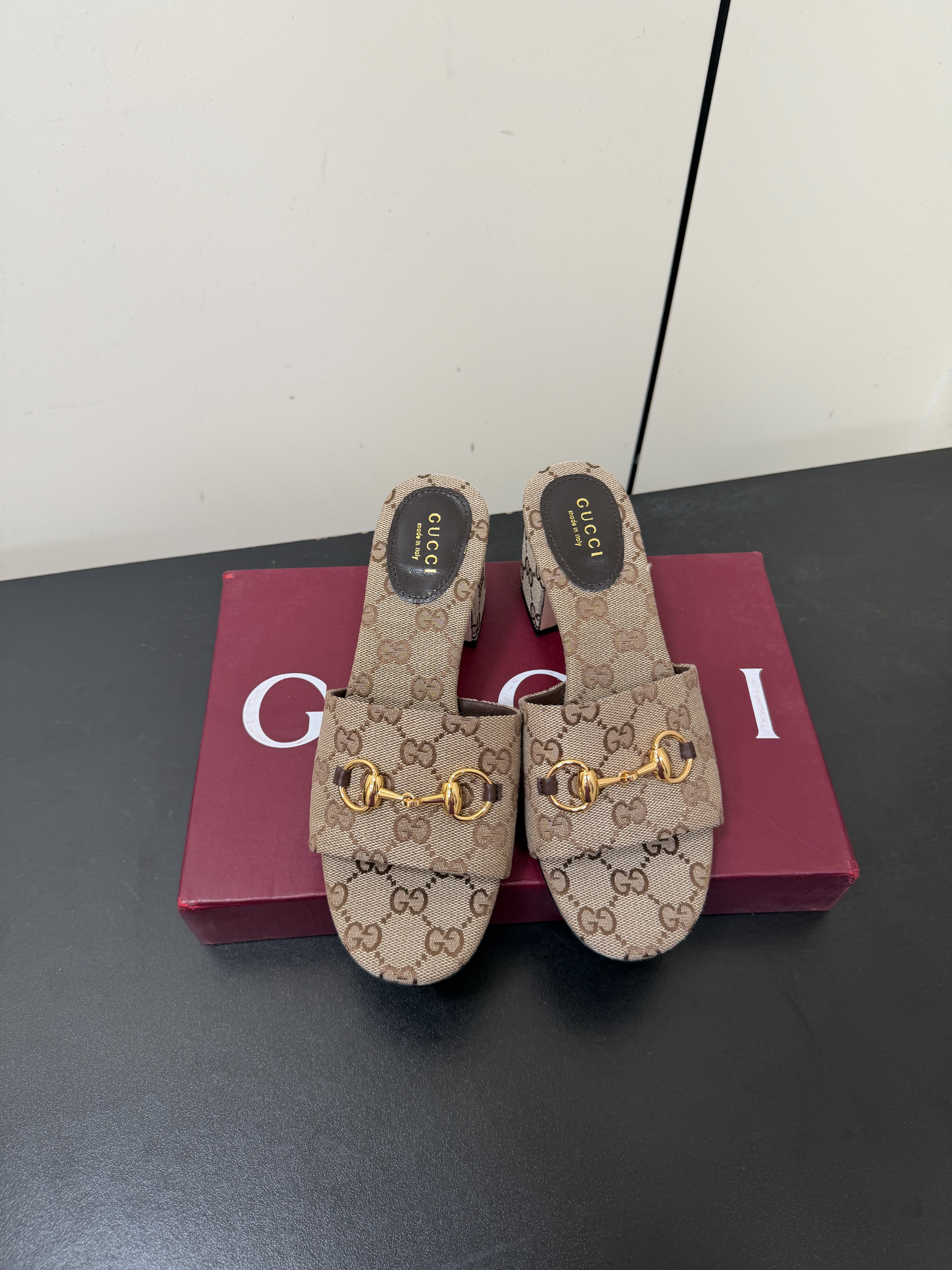 Gucci Horsebit Metal Buckle Chunky-Heel Slides