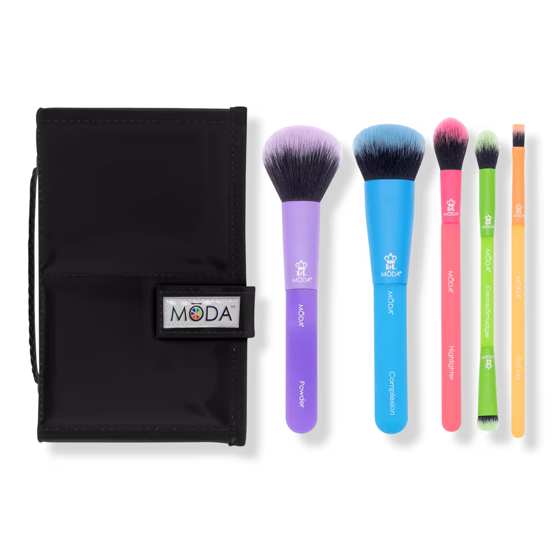 MŌDA  Totally Electric Complete Face Flip Makeup Brush Kit