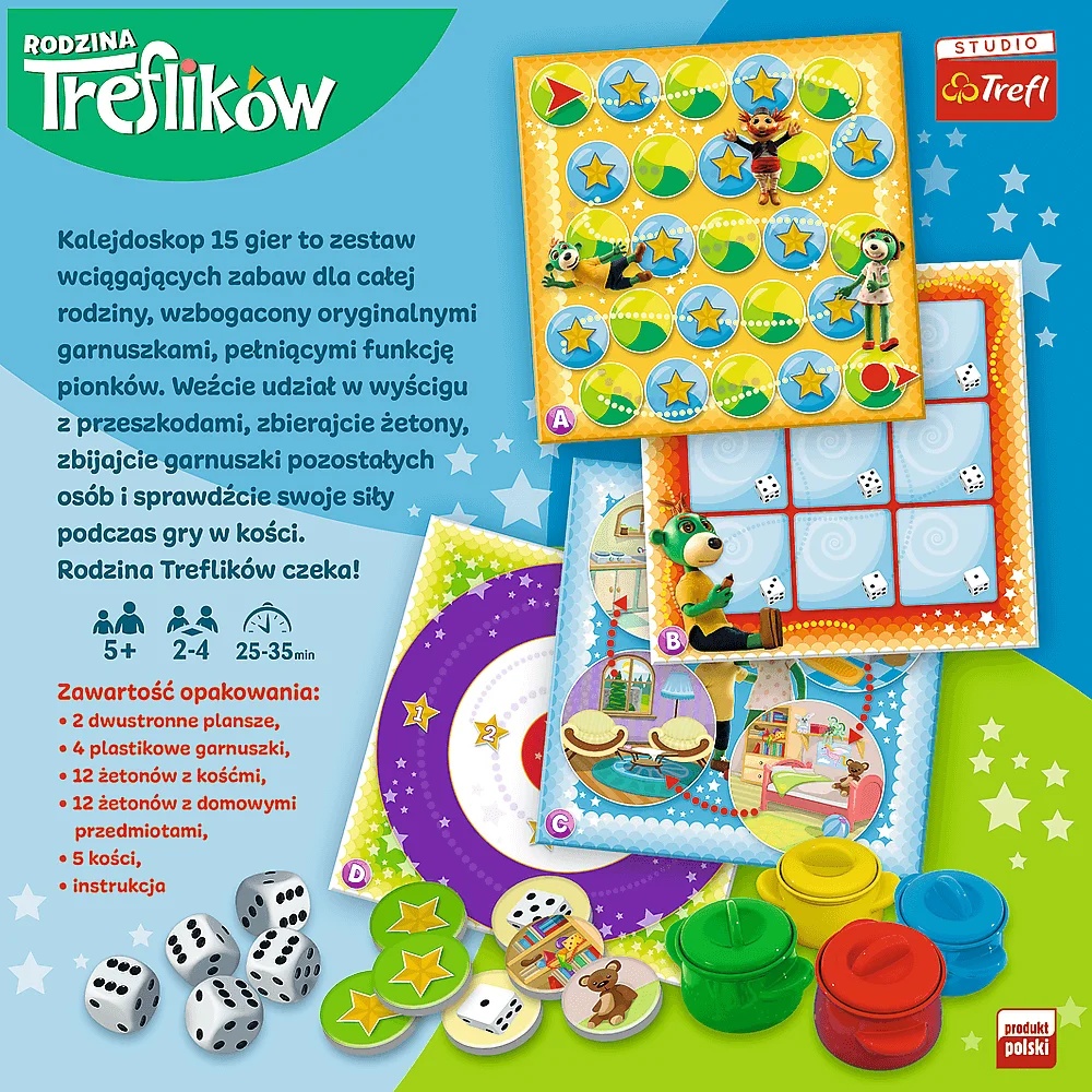 Gra Planszowa Rodzina Treflików Kalejdoskop 15 Gier Trefliki