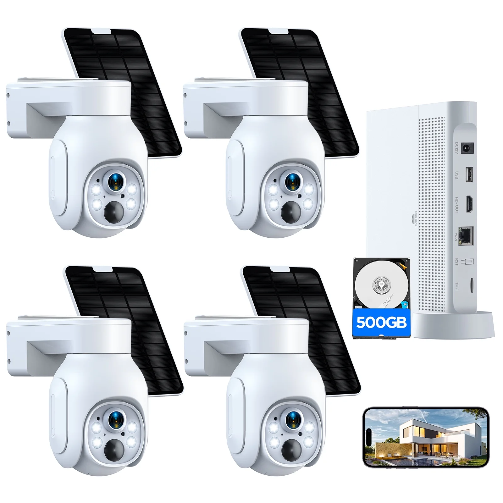 TOGUARD SC23 10CH 4MP Solar Wireless Security Camera System Outdoor Battery WiFi Dome Surveillance Camera NVR HDMI Connector