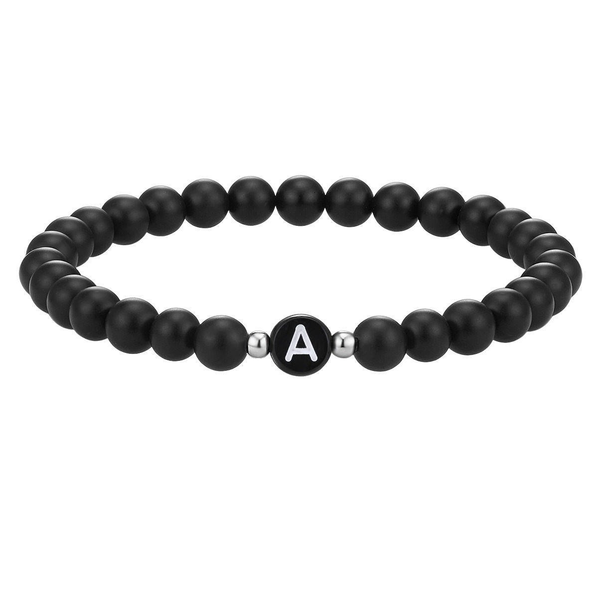 Armband Buchstaben Achat in Schwarz