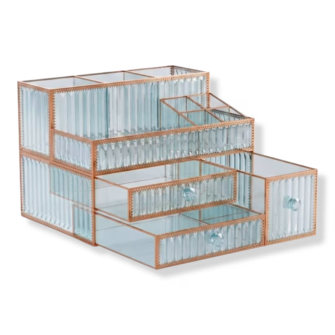Positive Vibes  Multi-Purpose Tempered Glass Vanity Organizer