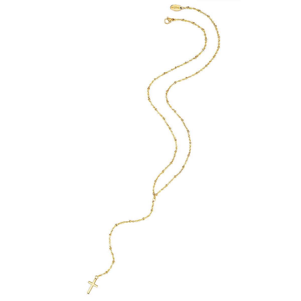 Halskette Kreuz Edelstahl in Gelbgold