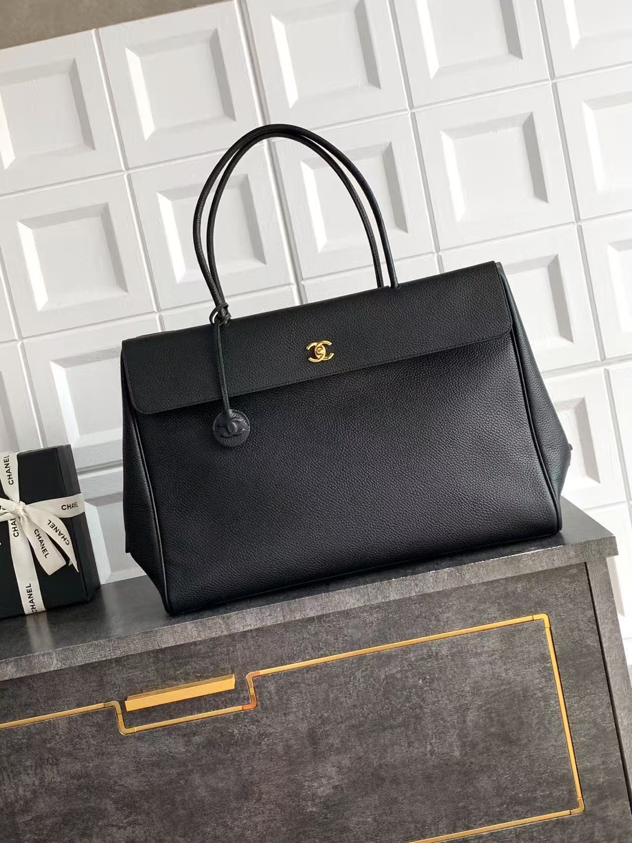 Chanel new black tote bag handbag