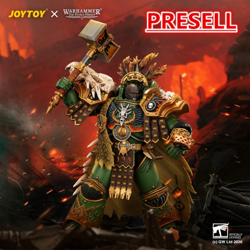 JOYTOY JT05367 Warhammer 40k 1:18 Salamanders Vulkan Primarch of the XVlllth Legion with Dawnbringer The Furnace's Heart and Dragon's Breath Gauntlet - JOYTOY WORLD