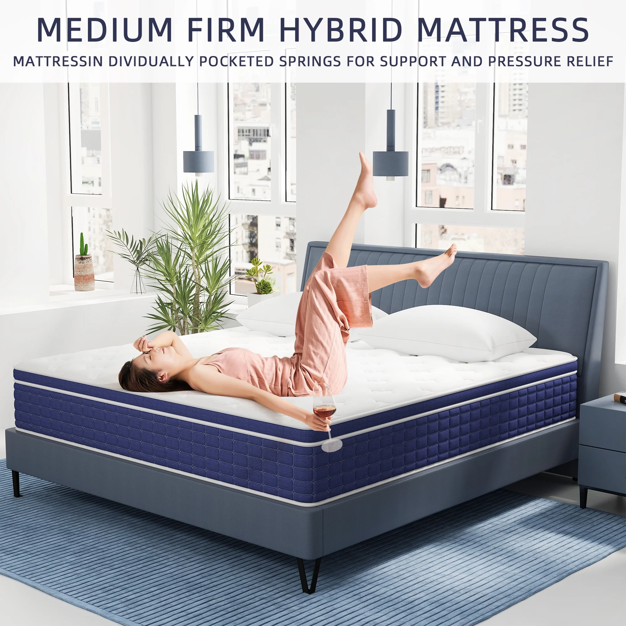 CICIMLU 12 inch Queen Mattress ,Hybrid Mattresses Medium Firm in a Box