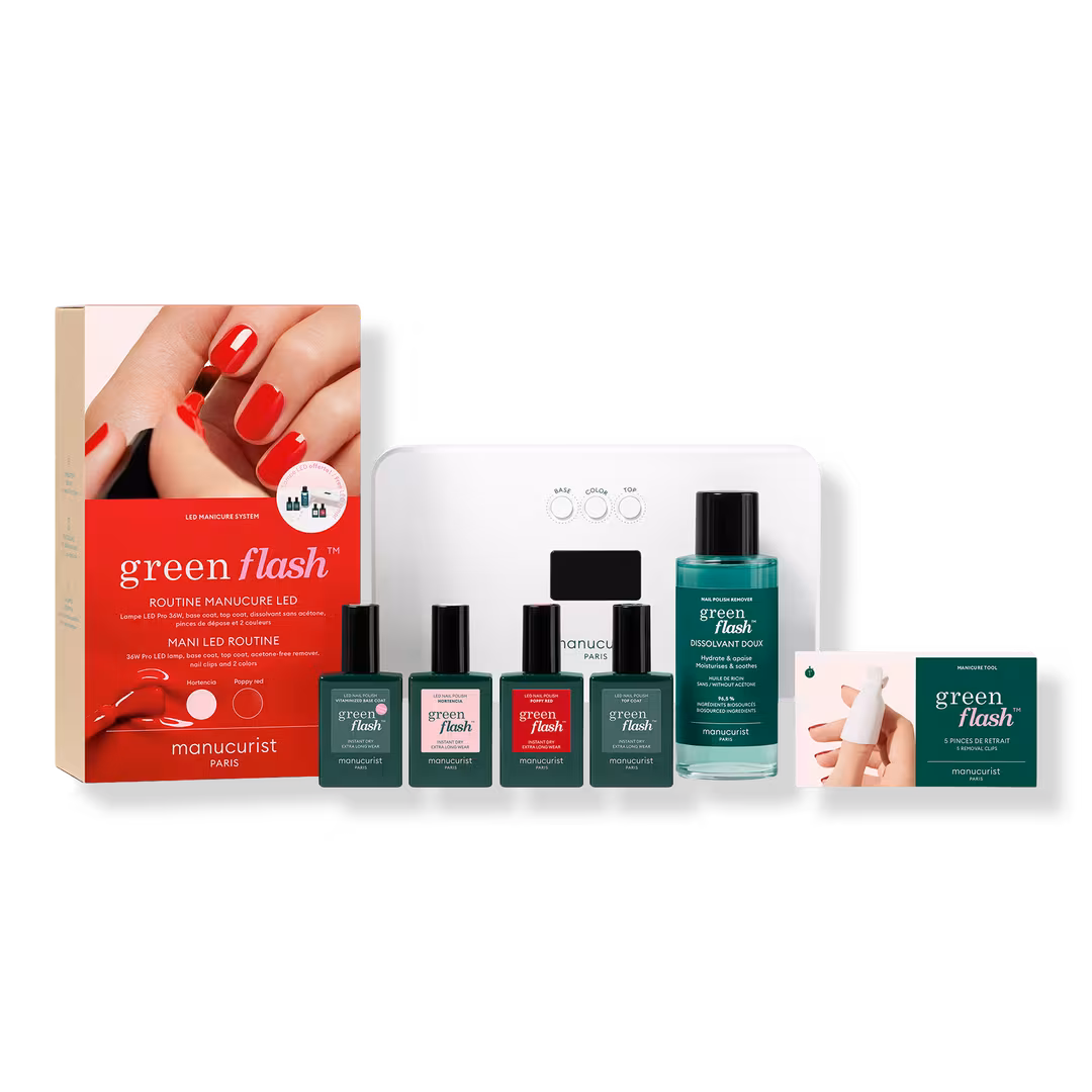 Manucurist  Green Flash Routine Set, Gel Nail Polish Kit with LED Lamp