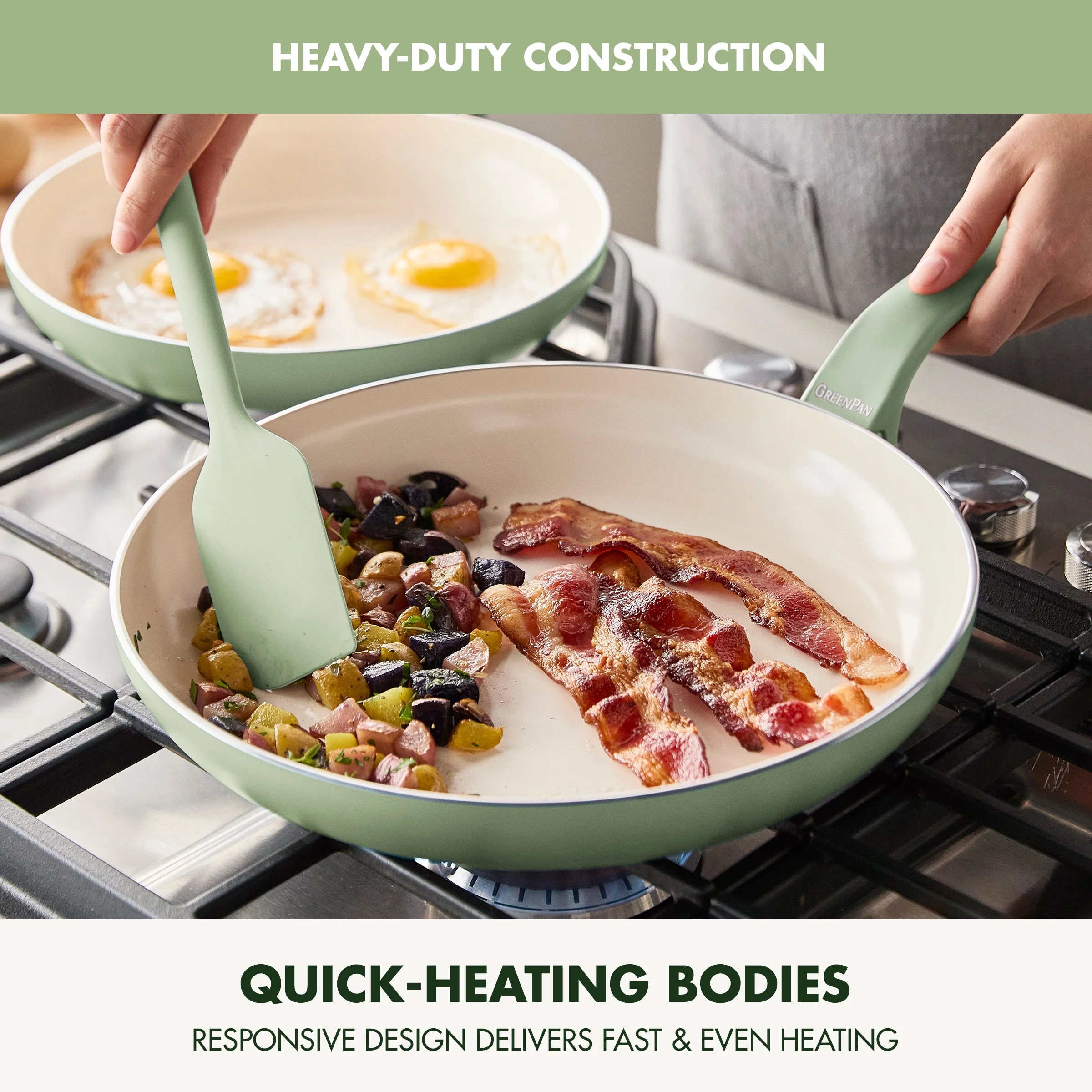 GreenPan Essence 17-Piece Ceramic Nonstick Cookware �C Toxin-Free, Dishwasher & Oven Safe, Green