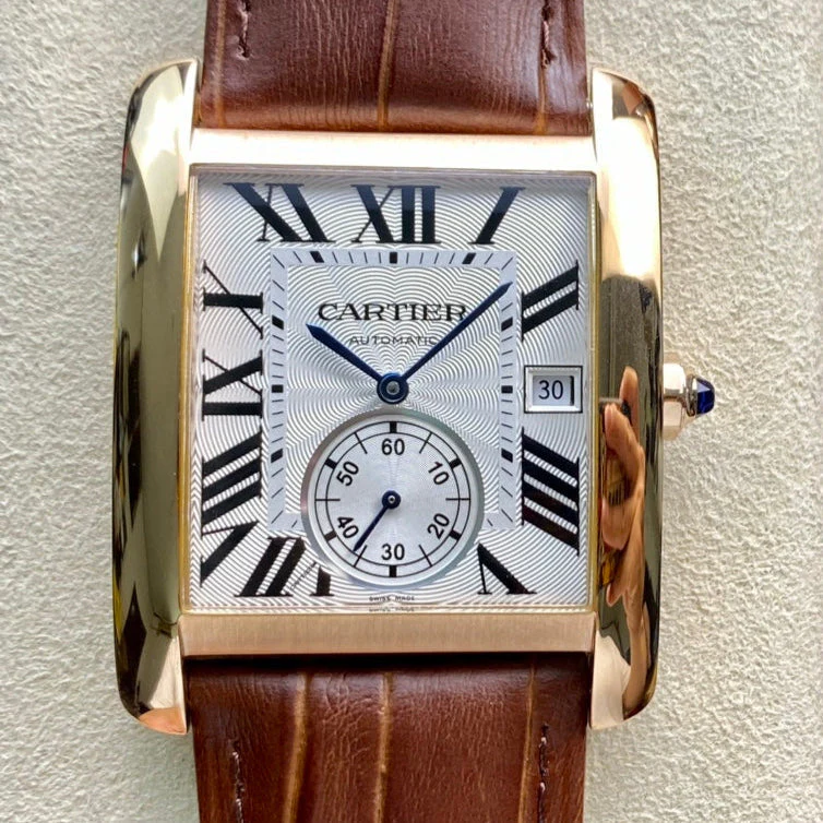 Cartier Watch Tank 34mm Brown Gold White Dial