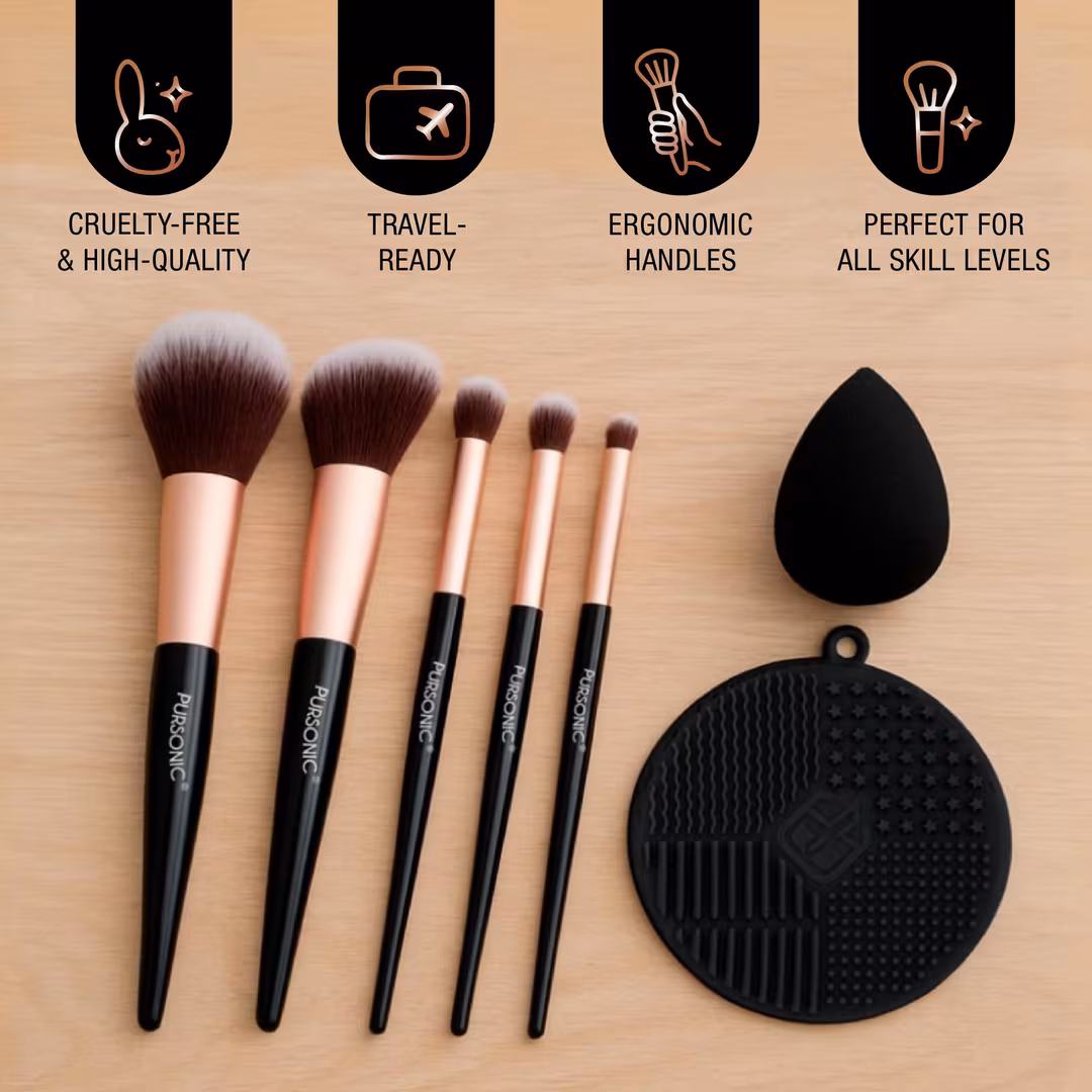 PURSONIC  Complete Glam 7-Piece Makeup Brush Set