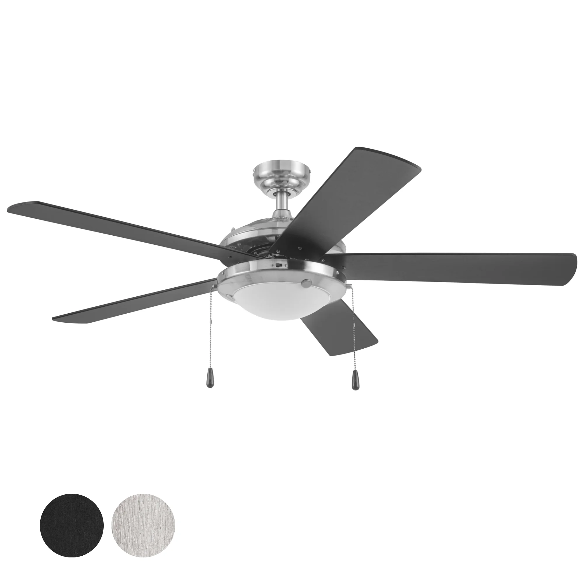 Mainstays 52" Transitional Satin Nickel Indoor Ceiling Fan with Light, Pull Chain Control & Reverse Airflow